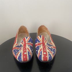 Jimmy Choo Britain Flag Studded  Slippers Sz 37 US 7 Designer Flats Loafers. Make an offer!