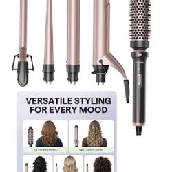 Wavytalk 5 in 1 Curling Iron Set with Curling Brush and 4 Interchangeable Ceramic Curling Wands