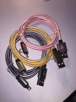 iPhone chargers pink grey gold