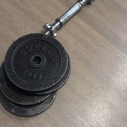 Adjustable dumbbell set, have 100lbs in weight plates