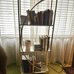 Gold Metal And Glass Book Shelf