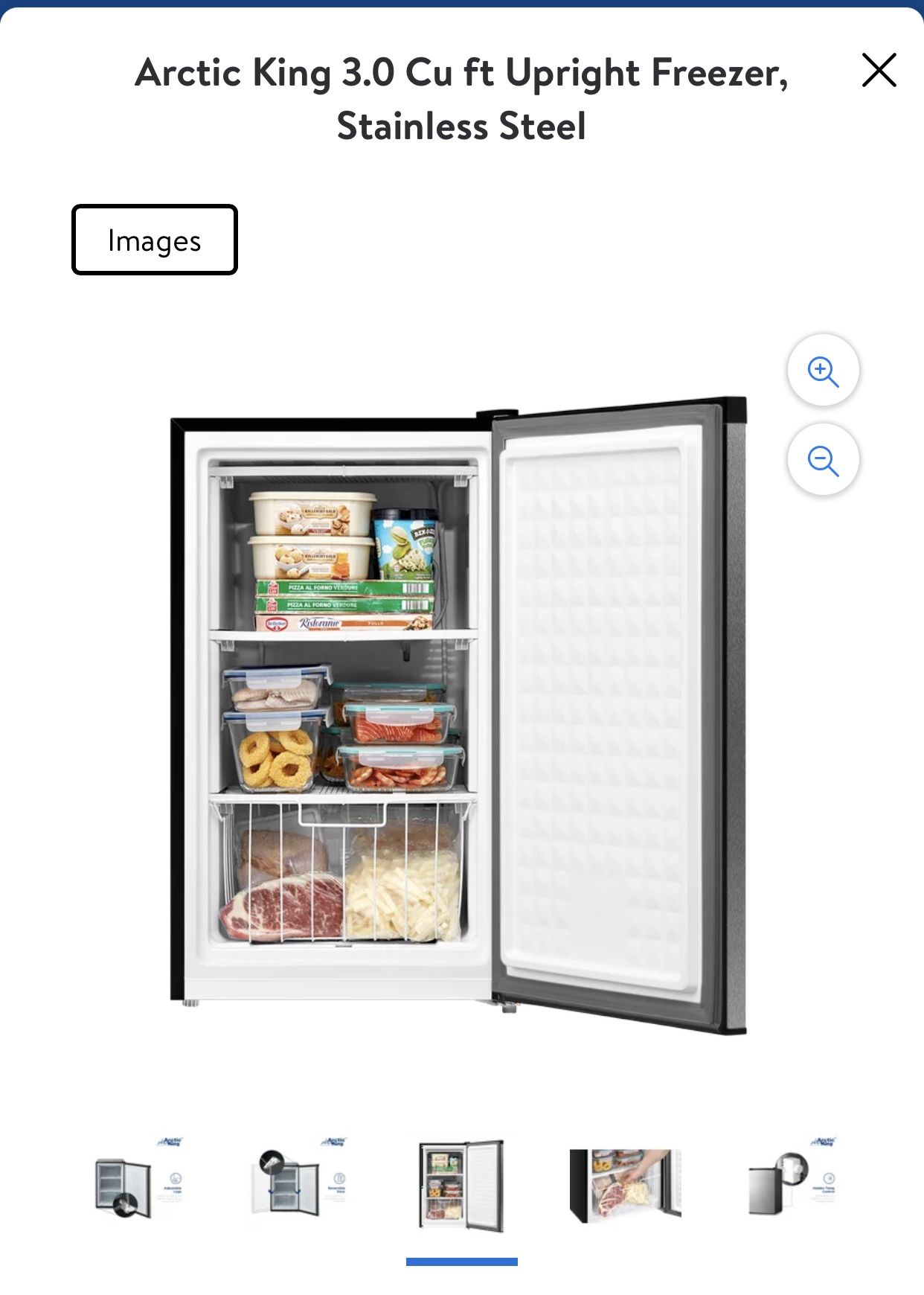 Arctic King 3.0 Cu ft Upright Freezer, Stainless Steel