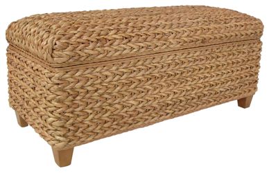 Laughton Natural Hand-Woven Banana Leaf Storage Bench
