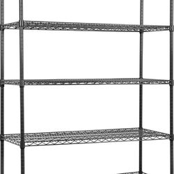 Land Guard 5 Tier Black Storage Racks and Shelving - 48" L x 20" W x 72" H Heavy Steel Material Pantry Shelves 