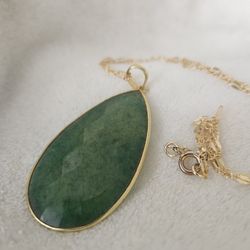 Stunning EMERALD Drop Necklace Gold-Filled Chain