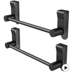 Over the Cabinet Towel Holder for Wide Doors, 2-Pack Matte Black Dish Towel Rack for Kitchen & Bathroom