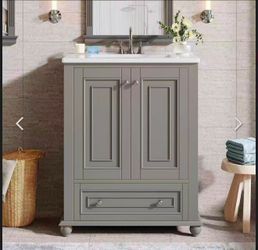 ZF0009-YN 23.6" Bathroom Vanity, Freestanding Bathroom Storage Vanity Cabinet with 2 Doors