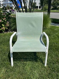 Outdoor Chair (mint Green Fabric And White Metal)
