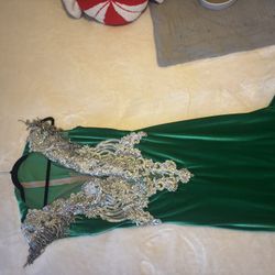 Emerald Green Beaded Prom Dress (Worn Once)