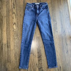 Levis Jeans Women’s Dark Blue 721 High Rise Skinny Ankle Stretch Denim size 24