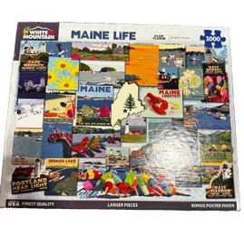 White Mountain 1000 Piece Puzzle Maine Life Alan Claude - Complete  free ship