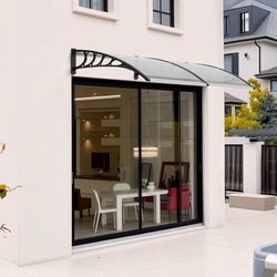 VINGLI Window Awning Door Canopy Exterior, 40" x 80" Awnings for Doors Polycarbonate Cover Patio Door Awning Rain Snow Sunlight Protection Hollow Shee