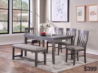 Dining table set with bench