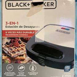 New BLACK+DECKER 3-in-1 Morning Meal Station™ Waffle Maker, Grill, or Sandwich Maker, Black/Silver