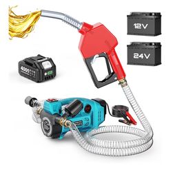 Diesel Transfer Pump 3-Power: 12V/24V/18V Battery Powered Fuel Transfer Pump with Auto-Stop & 4.0Ah Battery,12 GPM Cordless Diesel Pump for Diesel Ker