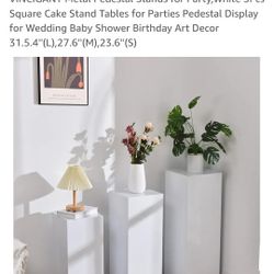 Metal Square Pedestial Stands For Party (3 Pcs)