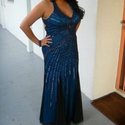 Teal/blue sequin dress formal gown