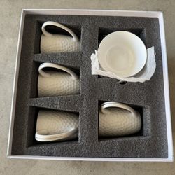Brand New White Dinnerware Set – Textured Design (11 Pieces, In Box)