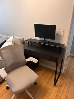 Full Desk Setup- Desk, Chair, Monitor, and Monitor Stand