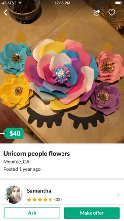 Unicorn paper flowers