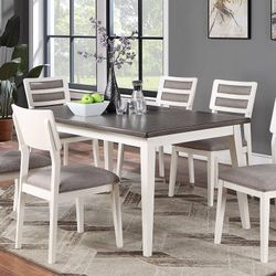 Brand New White & Grey 7pc Dining Table Set