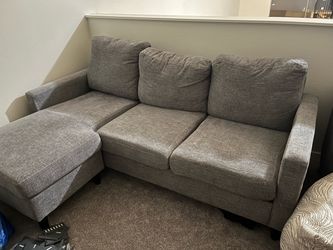 Living Spaces Gray Couch with Adjustable Ottoman