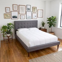 West elm queen bed with mattress