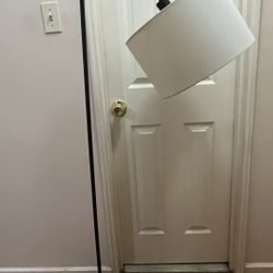 58"H Black Floor Lamp with White Linen Shade  