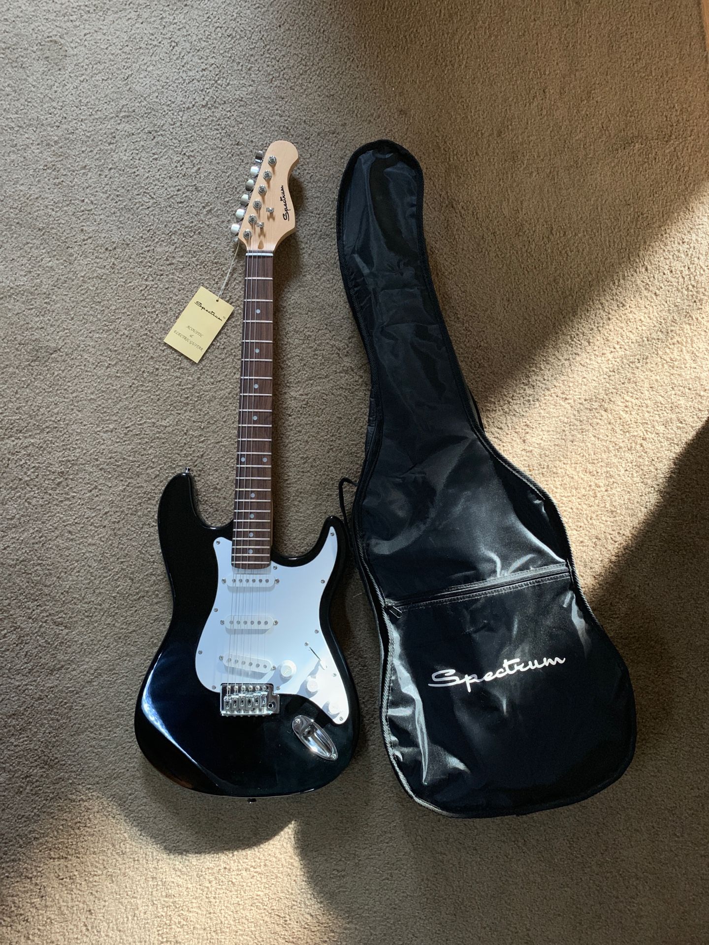 Spectrum acoustic and electric guitar with amp