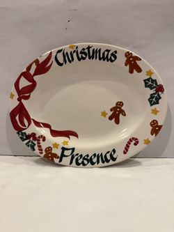 NEW Vintage Chaparral Pottery Stoneware Christmas Presence Oval Platter