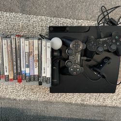 Sony PS3 With 2 Controllers And Games. (no Cable And No Power Cord) 