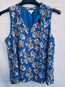 J.Crew Floral Ruffle Tie Neck Top