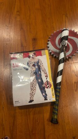 Wicked Clown Halloween Costume Plus Size with Prop