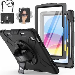 Miesherk Case for iPad (A16) 11th/10th Gen w/ Screen Protector, 360 Rotate Black