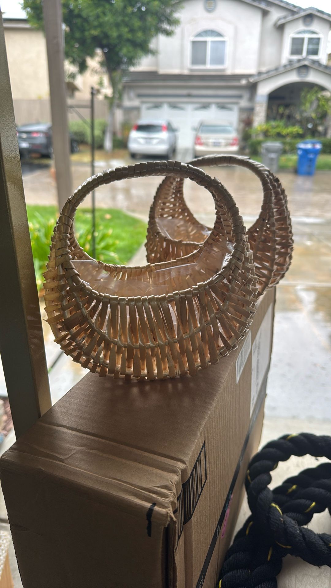 2 Small Wicker Flower Baskets