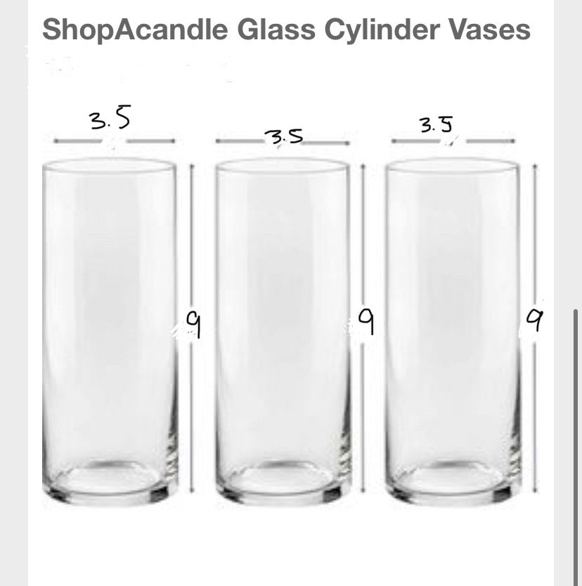 9 Glass Cylinder Vases 9” X 3.5”