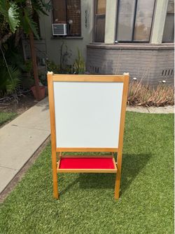 Kids Double Sided Easel Whiteboard Chalkboard Wooden Art Craft Station Red Tray