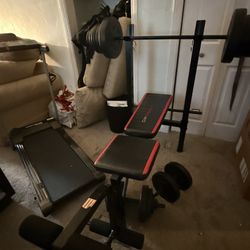 Weight Bench - Weights - Treadmill - Dumbbells-Pull-up & Dip Bar. $400