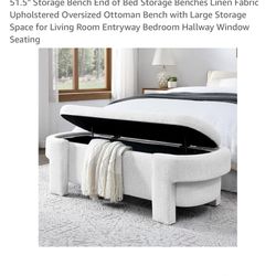 Beautiful Brand New Ivory Storage Bench 