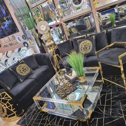 Elegant Black Sofa With Gold Details. Ask For Price