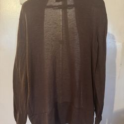 Lightweight Open Front Brown Cardigan by Metaphor (Size Medium)
