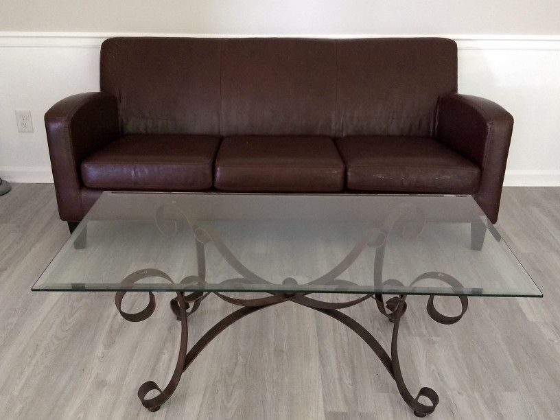 Brown 3-Seater Faux Leather Sofa still available (Coffee Table Is Gone)