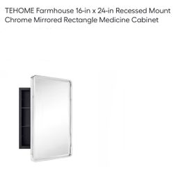 Farmhouse Recessed Mount Chrome Mirrored Rectangle Medicine Cabinet - Tehome