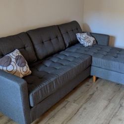 New Reversible Sectional.  Grey.  86” X 59”.  Free Delivery!