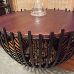Cast Iron Coffee Table With Wine Cork Storage 