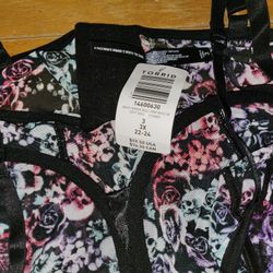 Torrid 3x Mesh Multicolored Skulls Bodysuit New With Tags Plus Size