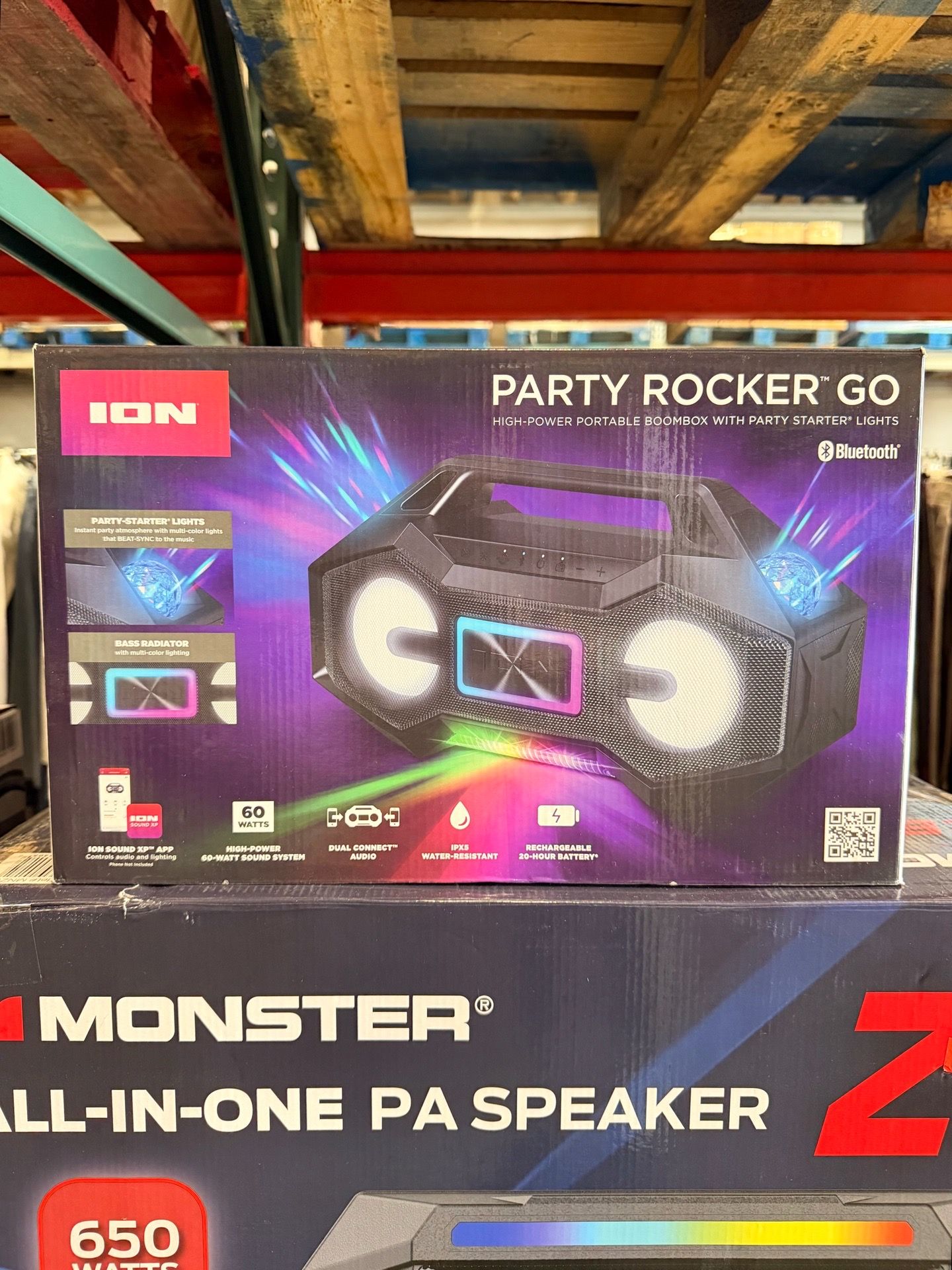 ION Party Rocker Go High Power Portable Boombox w/ Party Starter Lights Brand New In Box