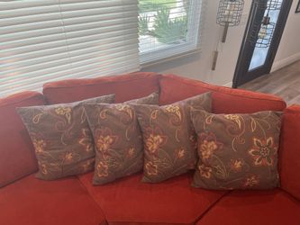 4 Brown Floral Decorative Pillows