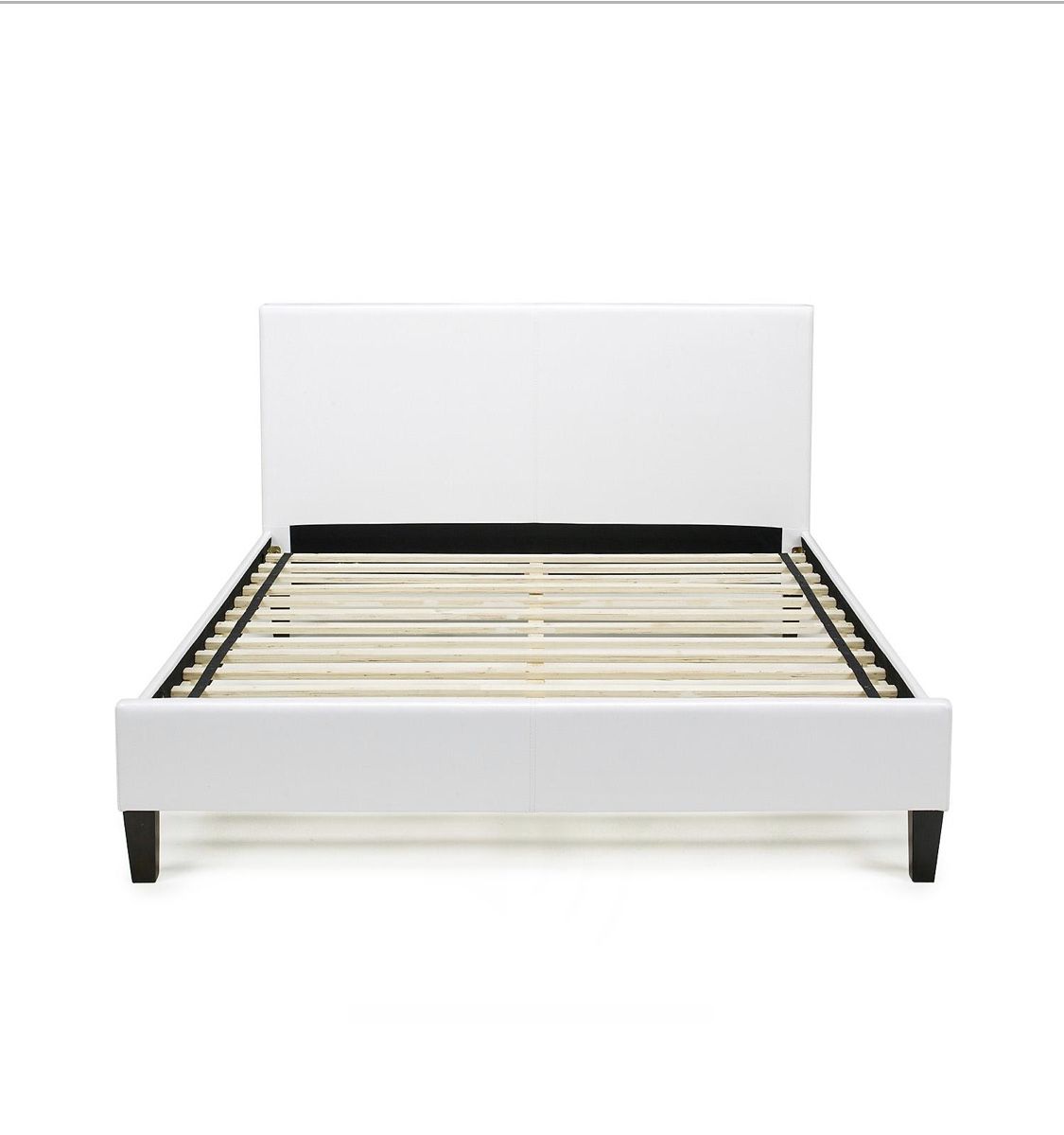 White Twin Size Leather Platform Bed Frame
