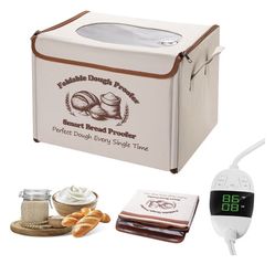 Bread Proofing Box - Foldable Dough Proofer Box with 70-130℉ Temp Control & 12H Timer, Proofing Box for Sourdough, Bread Baking, Pizza, Yogurt, Kombuc